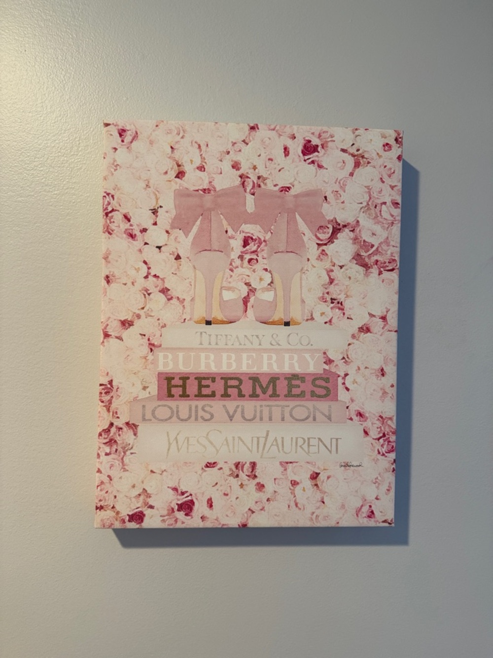 Designer Logos Floral Canvas Wall Art - Pink